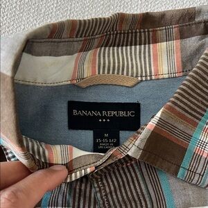 Banana Republic Brown and Blue Plaid Shirt